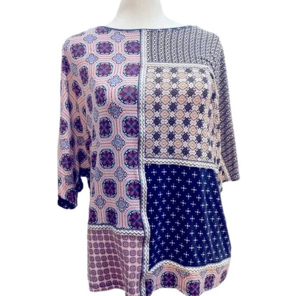 Chico’s Patchwork Top.  .Medium  Size 1  LTOP327 - Picture 1 of 3